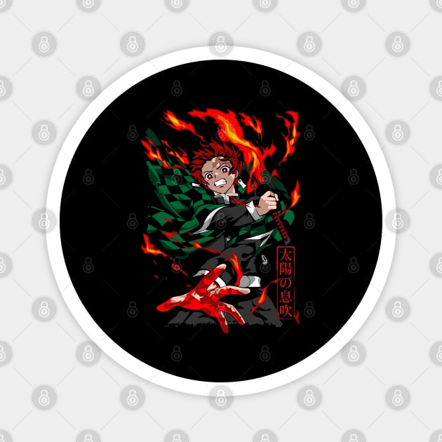 Demon Slayer Tanjiro Sun Breathing Form Magnet by Otaku Vibes